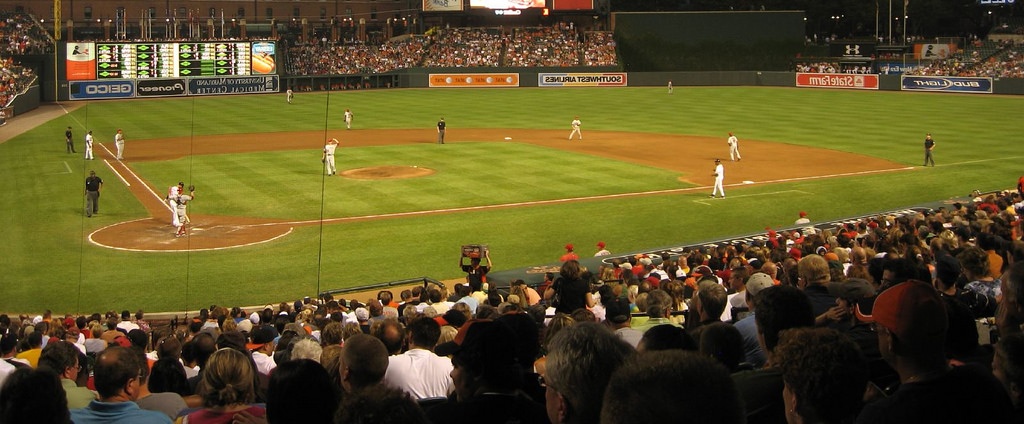 baseball game in a baseball park