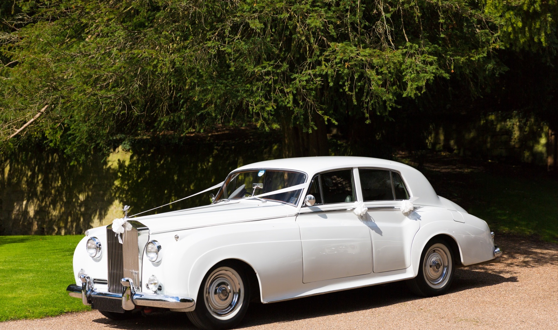 white wedding car